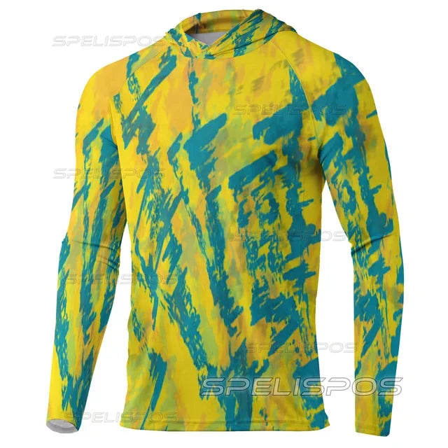 Hoodies Fishing Shirts UPF 50+ Anti-UV Yacht Sea Fish Maillot Beach Gear Lightweight Breathable Angling Tops Wear Running Hood
