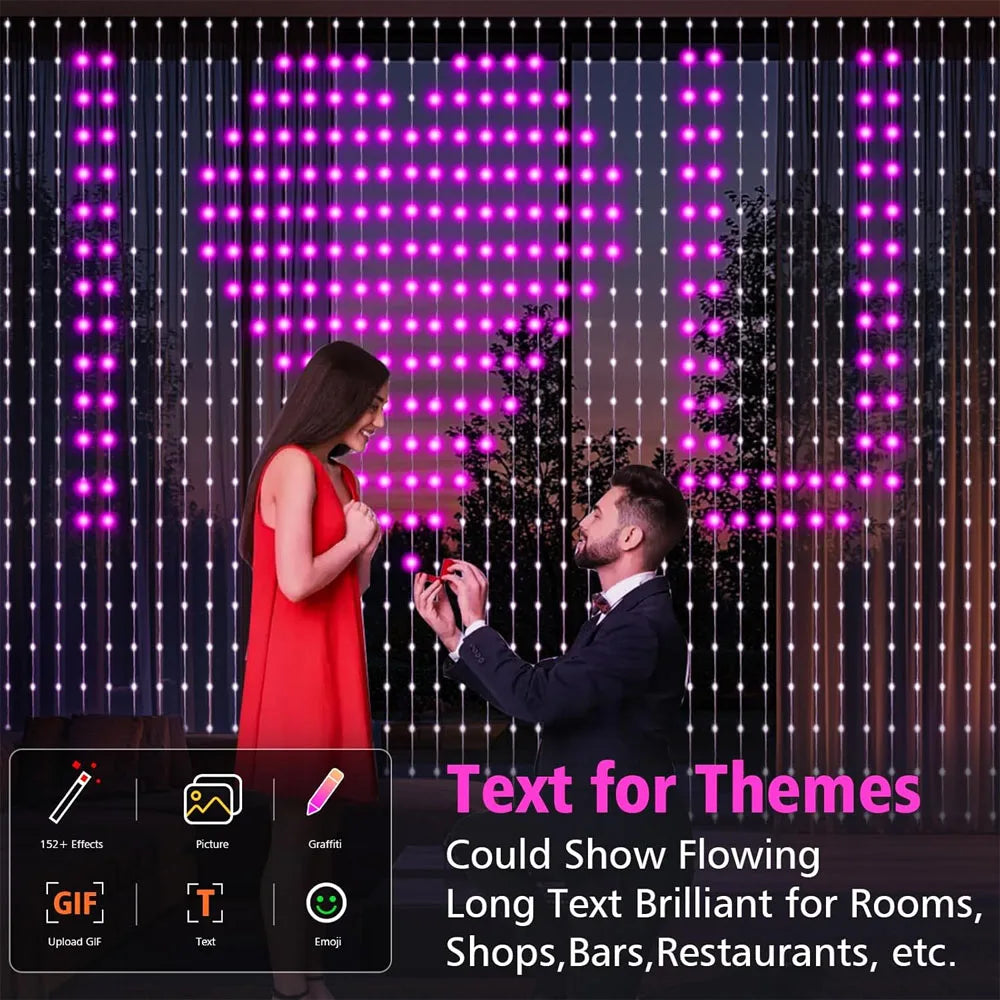 400LED Smart Curtain Lights WiFi APP Control DIY Pattern Music Sync IP65 Waterproof for Halloween Christmas Gift