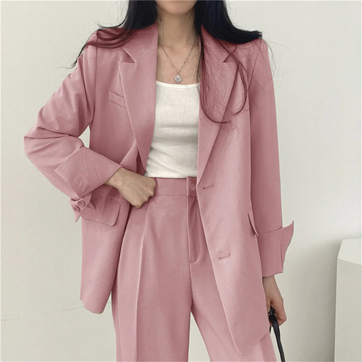2025 Autumn New Women's Clothing Suit Jacket Casual Pants Set Wide Leg Suit Pants Elegant Office Lady Business Suit Set Blazers