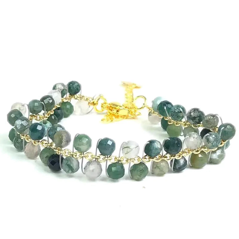 natural multifaceted 3-4mm stone Tourmaline garnet crystal quartz bracelet Women Jewelry Party /Wedding Luxury Gift Set Handwork