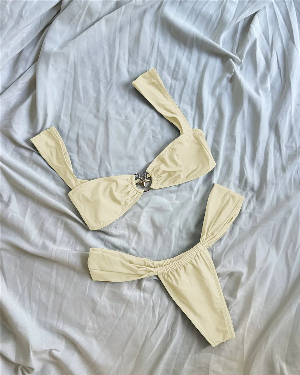 Push Up Bikinis Women Swimsuits 2025 Swimwear Sexy Starfish Bikini Set Thong Brazilian Biquini Bathing Suit Solid Beachwear