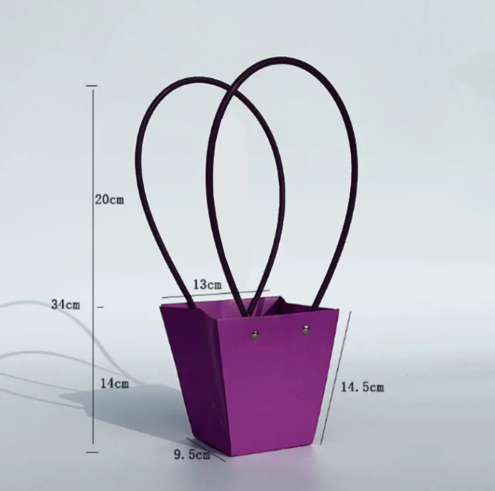 10pcs Christmas Gift Flower Kraft Paper Handbag Flower Arrangement Portable Box Rectangular Trapezoidal Flower Handheld Gift Box