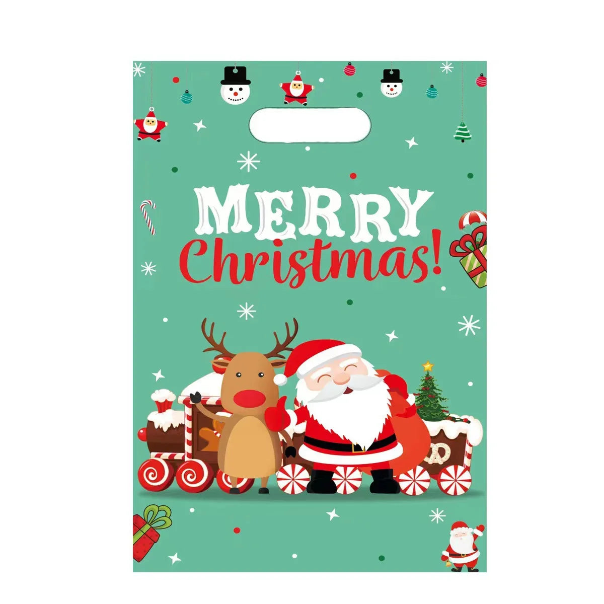10Pcs Christmas Gift Bags Christmas Candy Cookie Bags Santa Claus Plastic Pouch Kids Xmas Packaging Christmas Decoration 2025