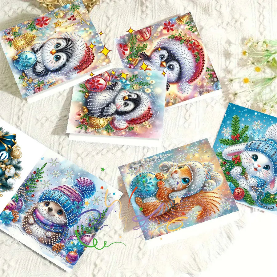 6-piece Diamond Painting Christmas Card Set - Christmas Gift, perfect for sending warm wishes to family and friends
