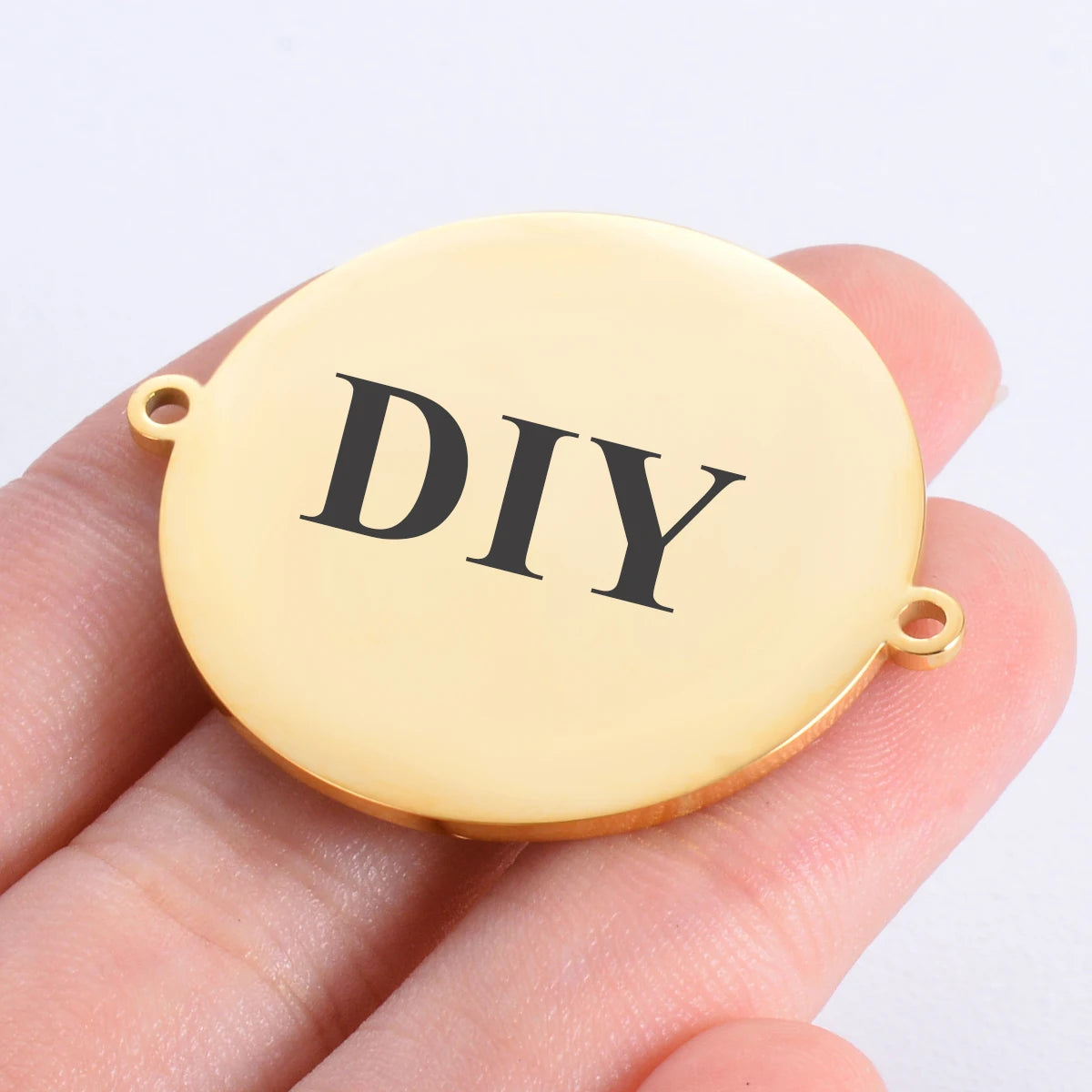 10mm-30mm 10pcs/lot Stainless Steel Round Logo Name Charms Disc Pendant Connectors Two Hole Personalized for Jewelry Making DIY