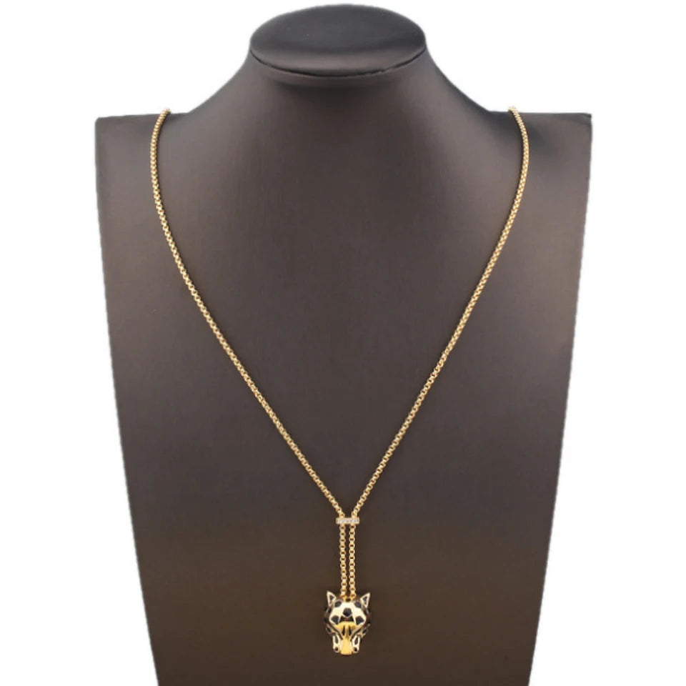 Zlxgirl Green Eye Jet leopard pendant with Earrings Jewelry Set AAA micro pave cubic zircon copper necklace sets fashion jewelry
