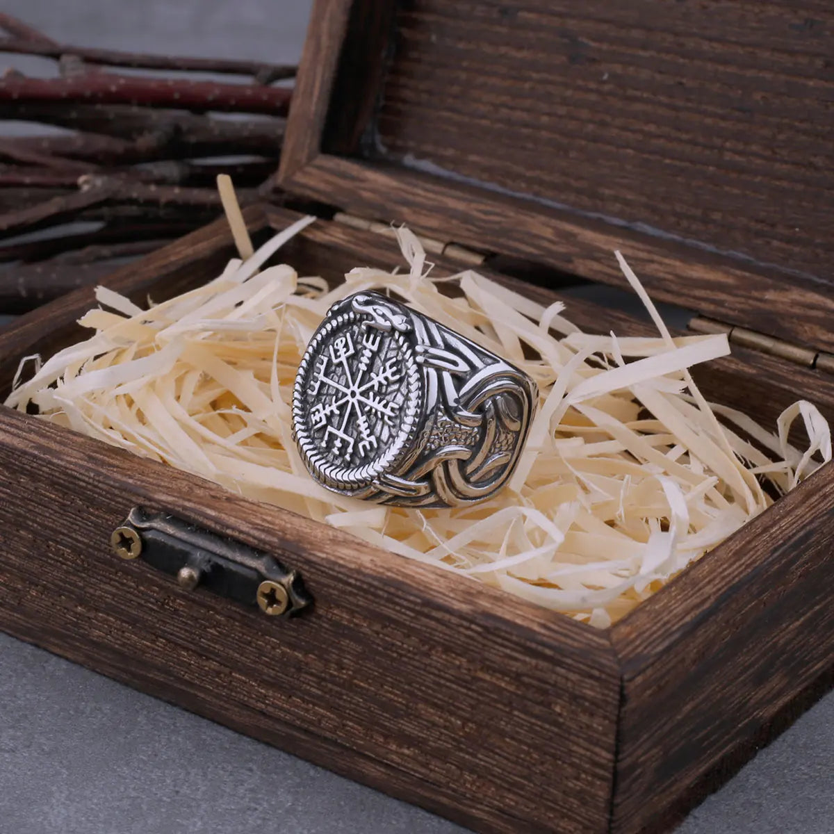 Men's Stainless Steel Viking Road Sign Compass Dragon Ring Ring Odin Rune Animal Hip Hop Viking Ring Jewelry as Men Gift
