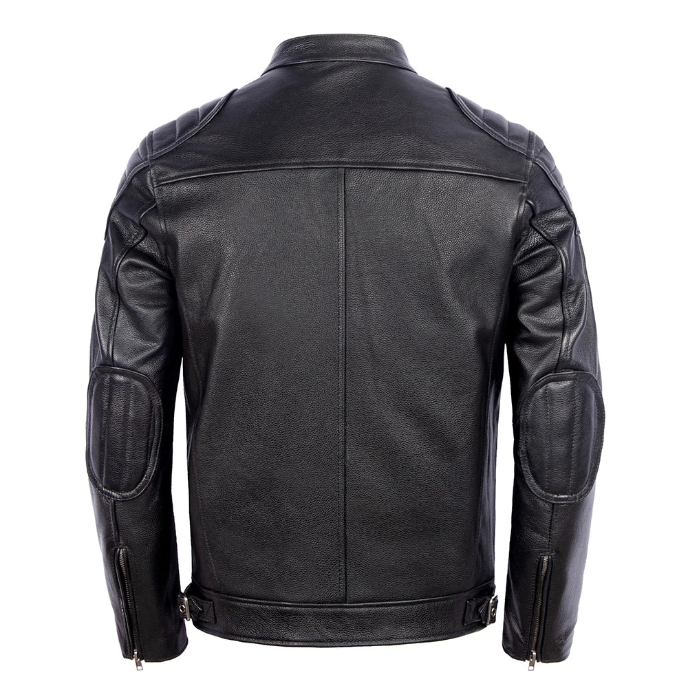 Vintage Red Brown Men Leather Jacket 100% Cowhide Jackets Slim Fit Soft Skin Coat Autumn Jaqueta Masculina De Couro