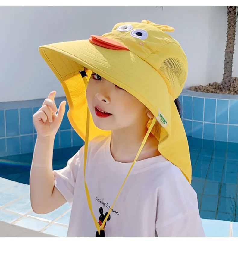 DANKEYISI Kids Bucket Hat Summer Sun Protection Large Brimmed Fisherman Hat Beach Animal Hat for Boys Girls Anti UV