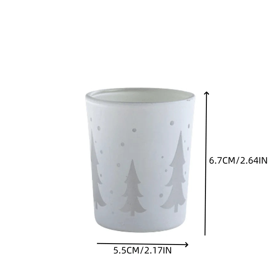 1Mini Christmas Tree Elk Snowflake Candle Holder Glass Small Candle Cup Christmas Gift Home Store Decoration Ornament