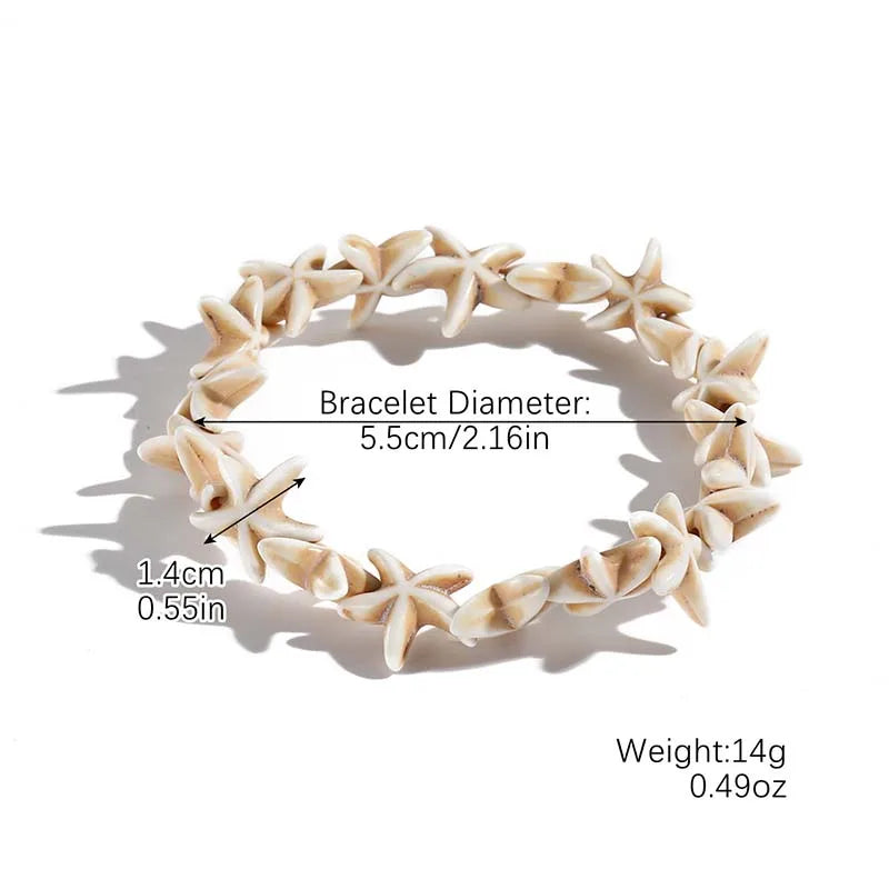 Bohemian Imitation Natural Shell Sea Turtle Starfish Pendant Bracelet For Women Fashion Beach Bracelets Birthday Jewelry Gifts