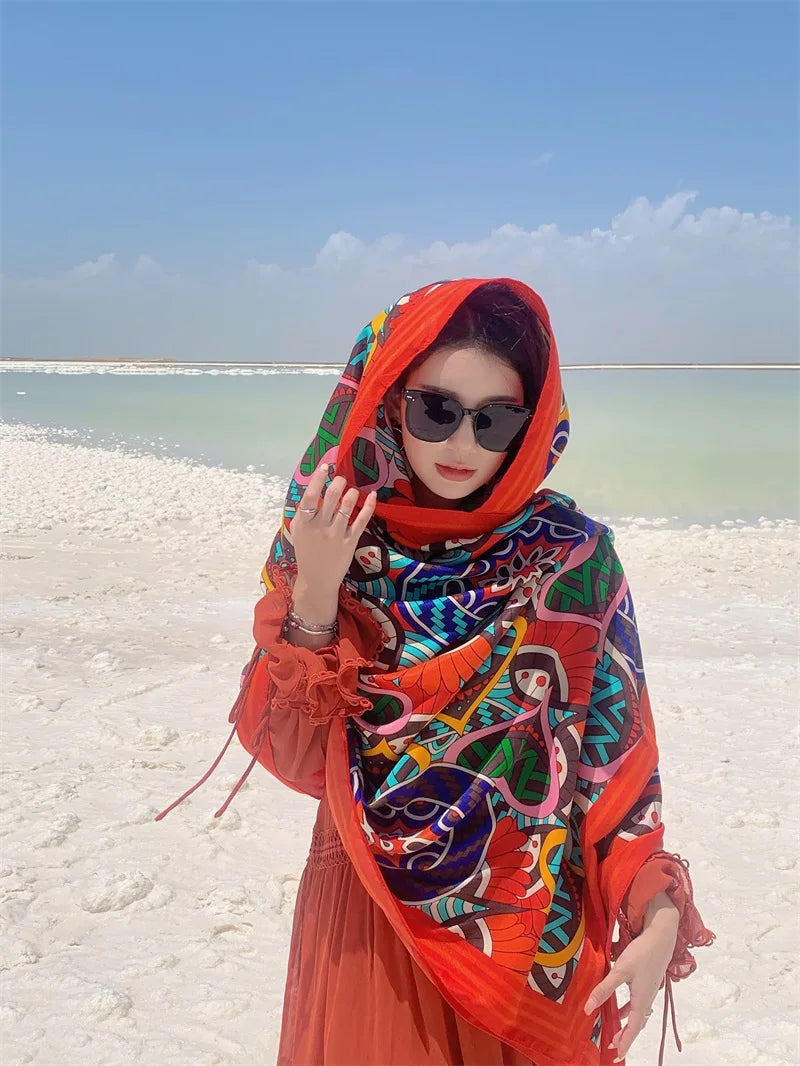 Travel Beach Sunscreen Scarves for Women Bikini Large Sarong Wrap Scarf Brazilian Swimsuit Bathing Cover-ups 17 Styles 90x180cm