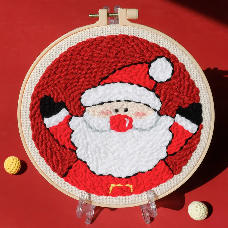 GATYZTORY DIY Punch Needle Embroidery Kit Santa Claus Snowman Frame Punch Set for Beginners Easy Handicraft DIY Christmas Gift