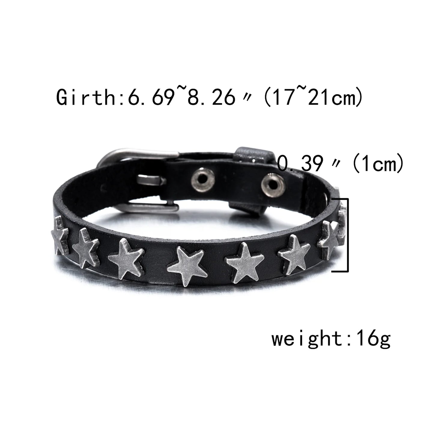 Punk Men's Leather Black Star Bracelet Star Weave Cuff Bangle Wristband Jewelry Party Fashion Gift 1pc
