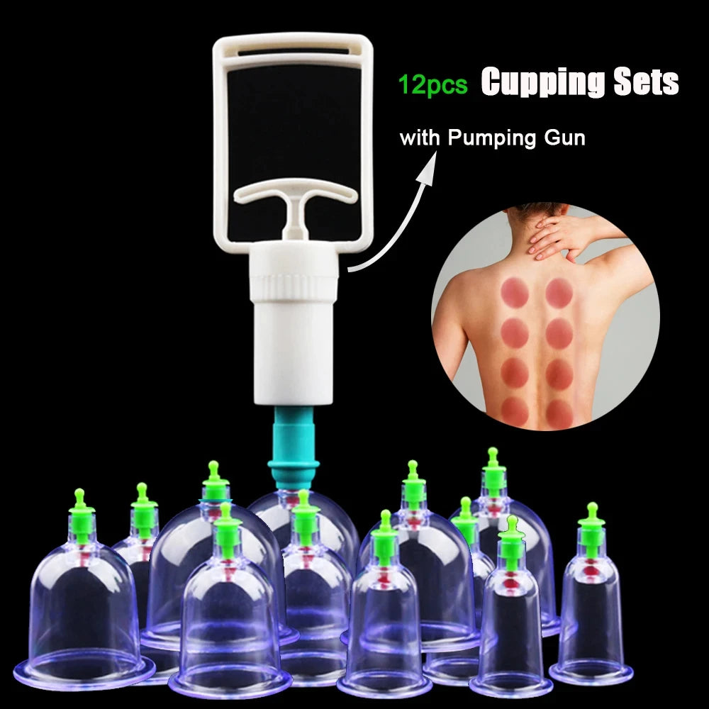 12/6Pcs Vacuum Cupping Set Suction Cups Back Massage Body Cup Detox Massage Body Cups Vacuum Cupping Anti Cellulite Massage Jars