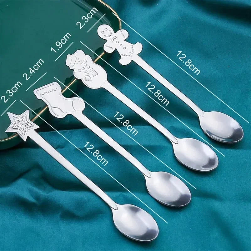 Christmas Gift Elk Christmas Tree Dessert Spoon Cutlery Spoon Set Fruit Coffee Spoon Cutlery Wed Christmas Gift