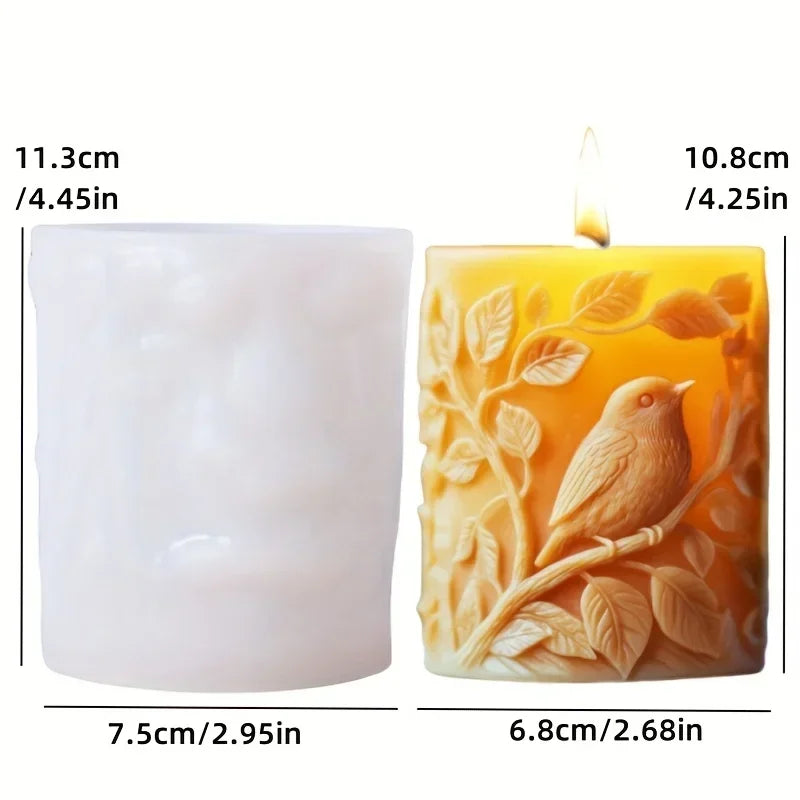 DIY elk relief cylindrical candle silicone mold sika deer flower relief resin mould Forest sika deer gypsum molds Christmas gift