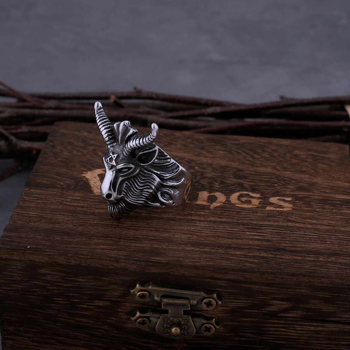Vintage Gothic Satan Goat Ring Men's Glamour High Quality Casual Hip Hop Biker Ring Hip Hop Style Animal Jewelry Dropshipping
