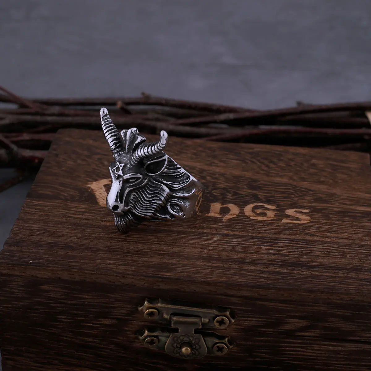 Vintage Gothic Satan Goat Ring Men's Glamour High Quality Casual Hip Hop Biker Ring Hip Hop Style Animal Jewelry Dropshipping