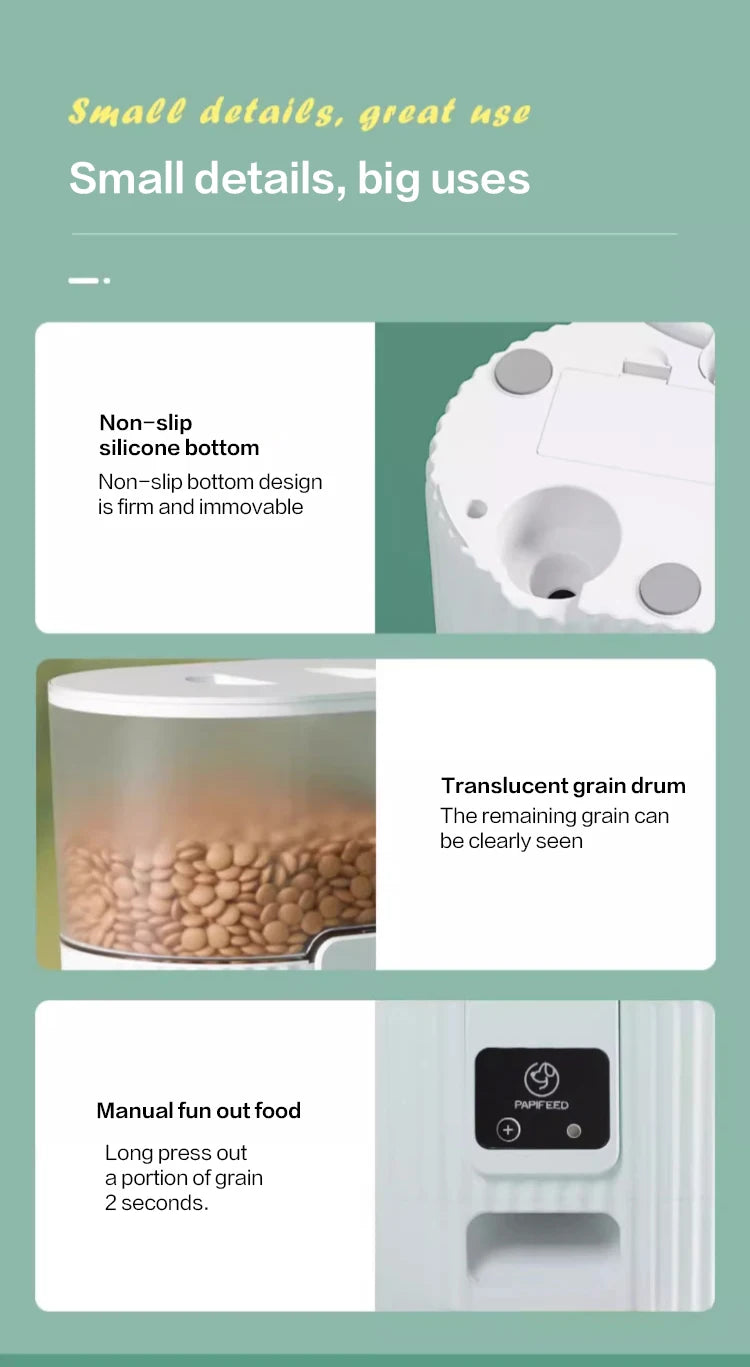 PAPIFEED cat automatic feeder dog fixed feeding machine cat food dog food wifi remote smart cat pet food dispenser