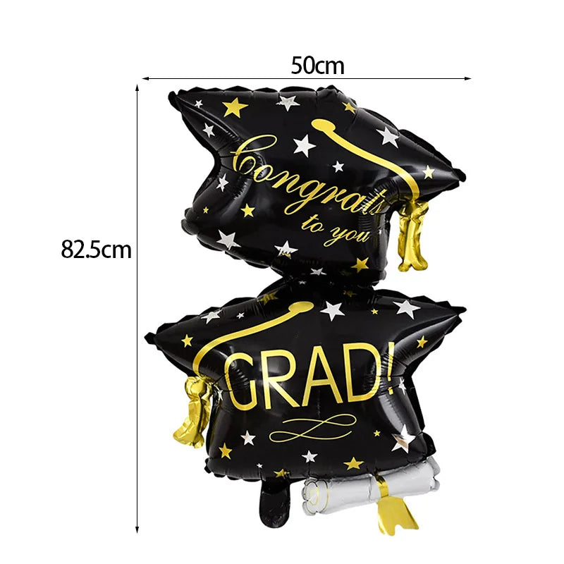 Graduation Balloon Gold Black Doctor Helium Foil Balloons Congratulation Graduation High School 2025 Graduation Party Decoration