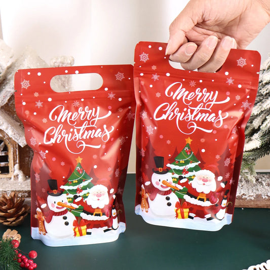 10/20pcs Christmas Gift Bags Santa Claus Stand Up Bag Christmas Decoration for Home 2025 Navidad Natal New Year 2026 Packing Bag