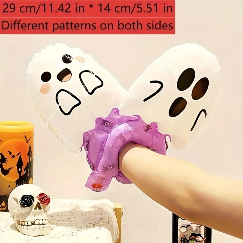 10/30/50pcs Halloween Balloon wrist strap Foil Balloons Stick Aluminum Film Inflatable Balloon Skeleton Pumpkin Hair Hoop Party