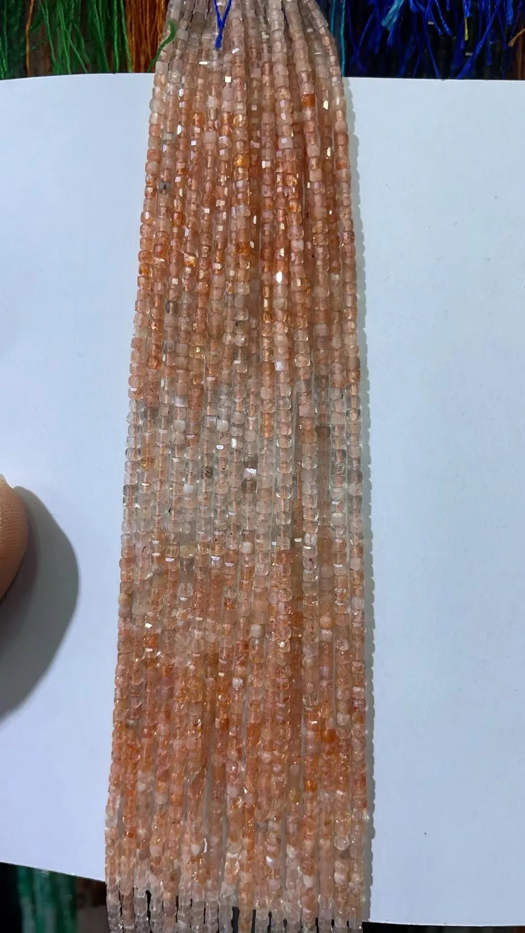 Natural Rainbow Tourmaline Cube Faceted 2.5X2.5mm Length38.5cm