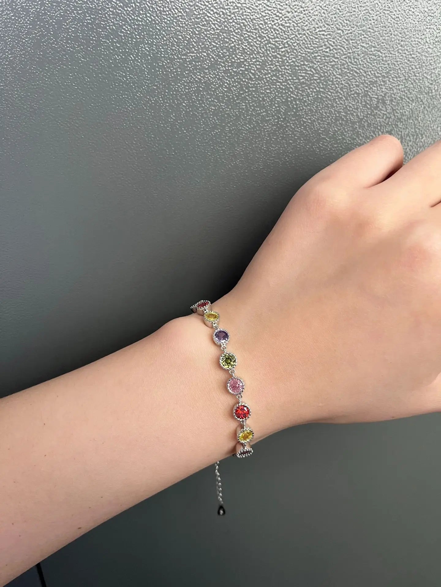 925 Sterling Silver Rainbow Zircon Round Chain Charms Bracelets Woman Couple Designer Jewelry Accessories Wholesalea Jewellery