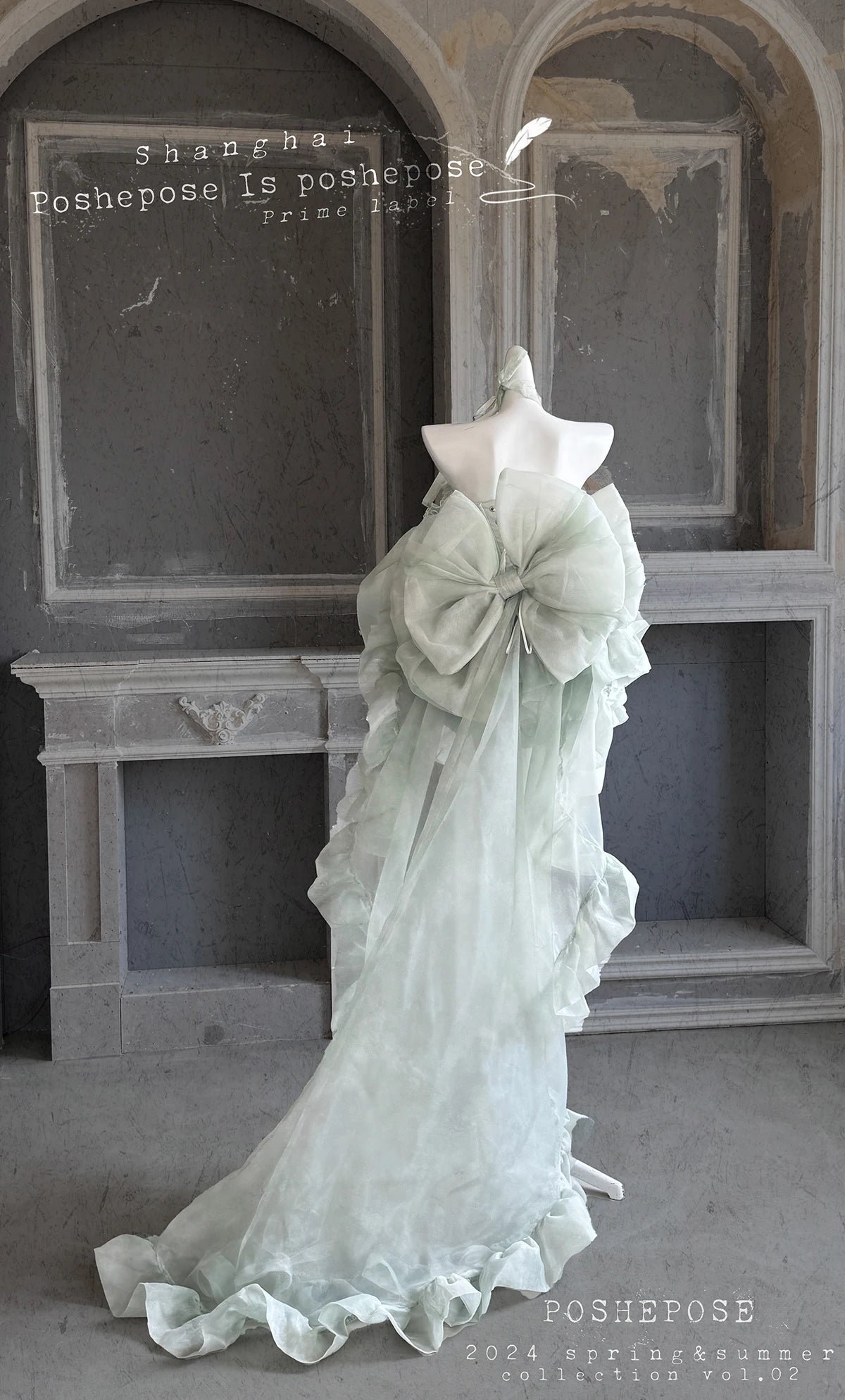 High Street Women's Mint Green Strapless Bowknot Sweet Fairy Organza Dress 2024 New Elegant Big Bow Trailing Party Wedding Dress