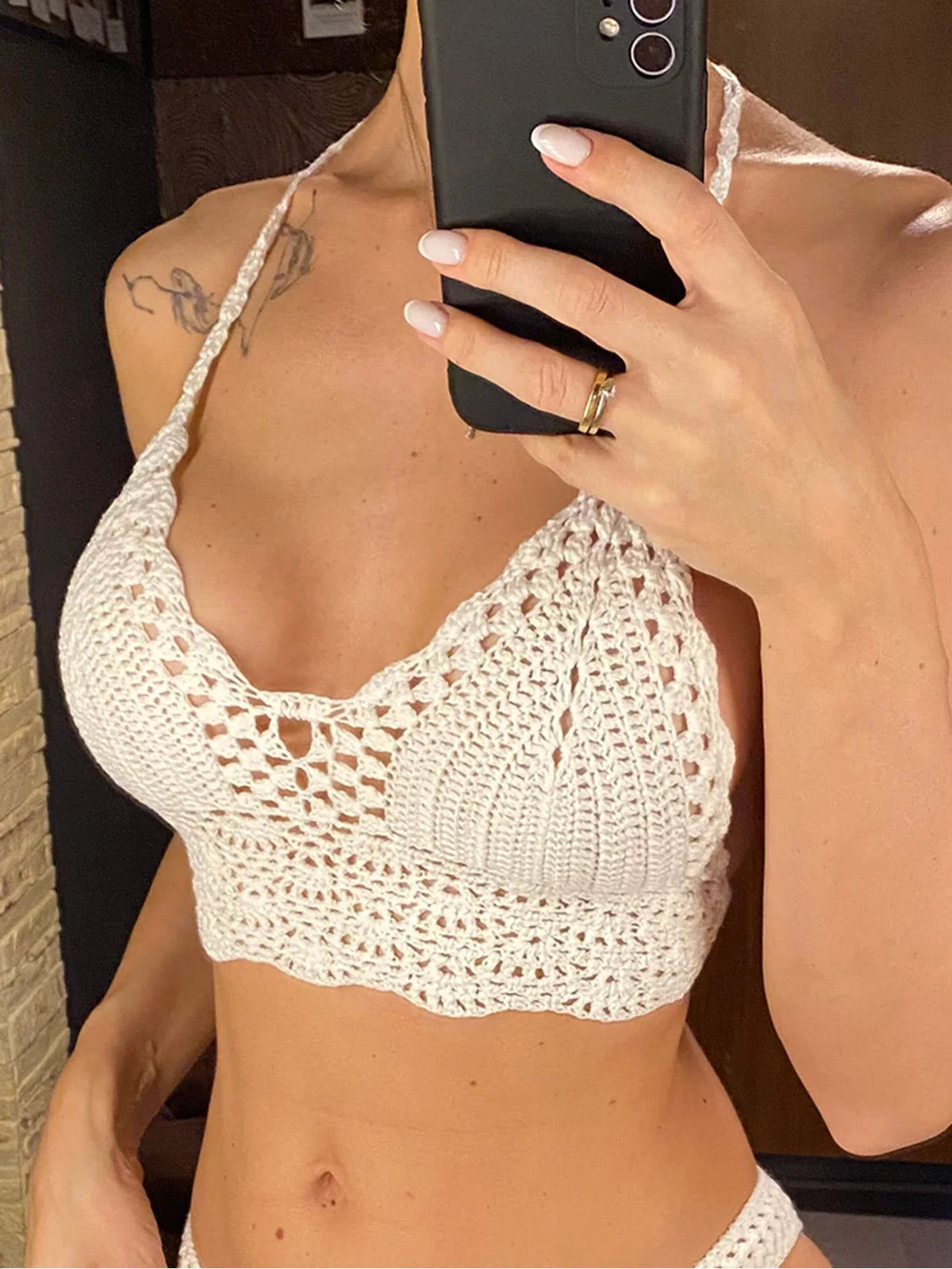 S - XL 9 Colors Crochet Knitted Bikini Top Female Swimsuit Women Swimwear Bather Bathing Suit Swim Hollow Out Beach Top V4193