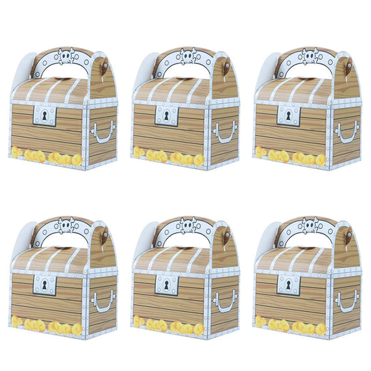 6/12pc Pirate Treasure Boxes Candy Goodie Box kids Halloween Party Favor DIY Treasure Gift Box Pirate Theme Birthday Party decor