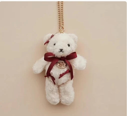 Japanese New Sweet Cute Rabbit Bear Rhinestone Bow Pendant Sweet Kawaii Girl Female Bear Bag Charm Pendant Keychains