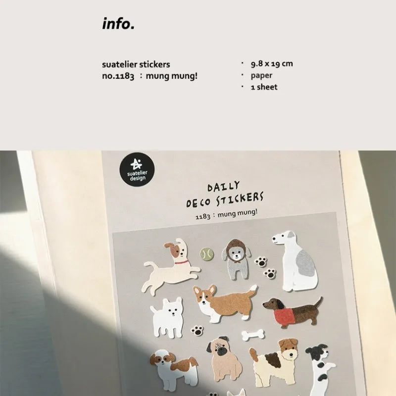 Korean Import Brand Suatelier Happy Dogs Mung Family Stickers Scrapbooking Diy Diary Stationery Sticker Cute Decor Sticker 1183