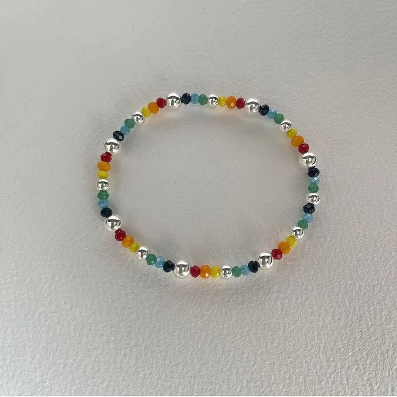 Rainbow Bear Love Beaded Pendants Bracelet for Women Y2K Elegant Trendy Handmade Bead Chain Party Jewelry Gifts