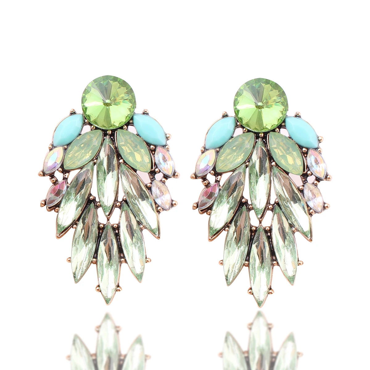 Elegant Tree Shape Acrylic Opal Stone Stud Earrings Statement Women Piercing Earrings 2019 New Trendy Jewelry Gift