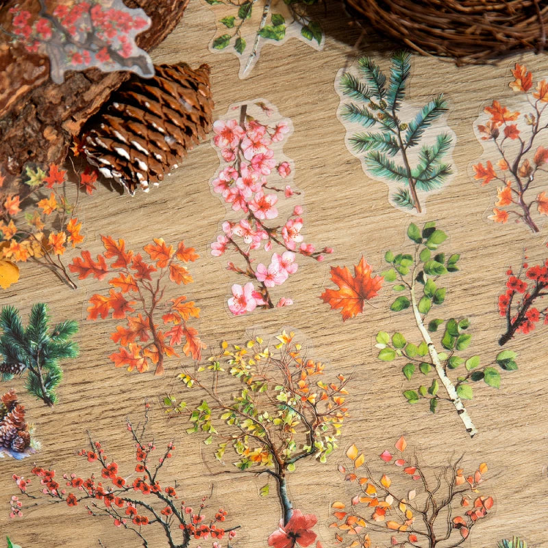 30pcs Plants Flowers Branches leaves Decorative PVC Stickers Scrapbooking Label Diary Stationery Album Phone Cup Journal Planner