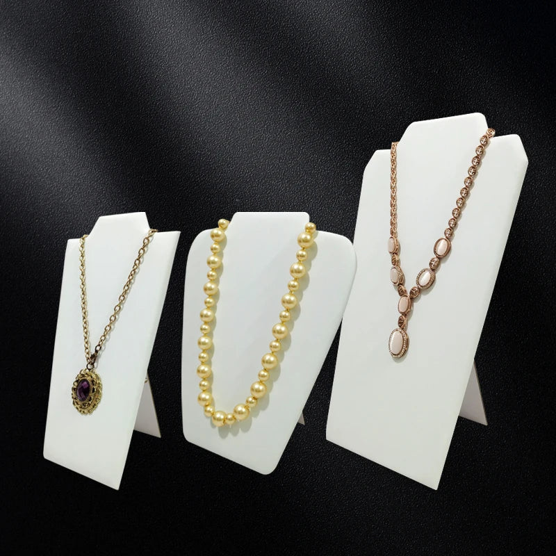Wooden Necklace Stand White Pu Jewelry Pendant Display Holder Organizer Storage Easel Shelf Rack 3 Color 12.5*22.5Cm