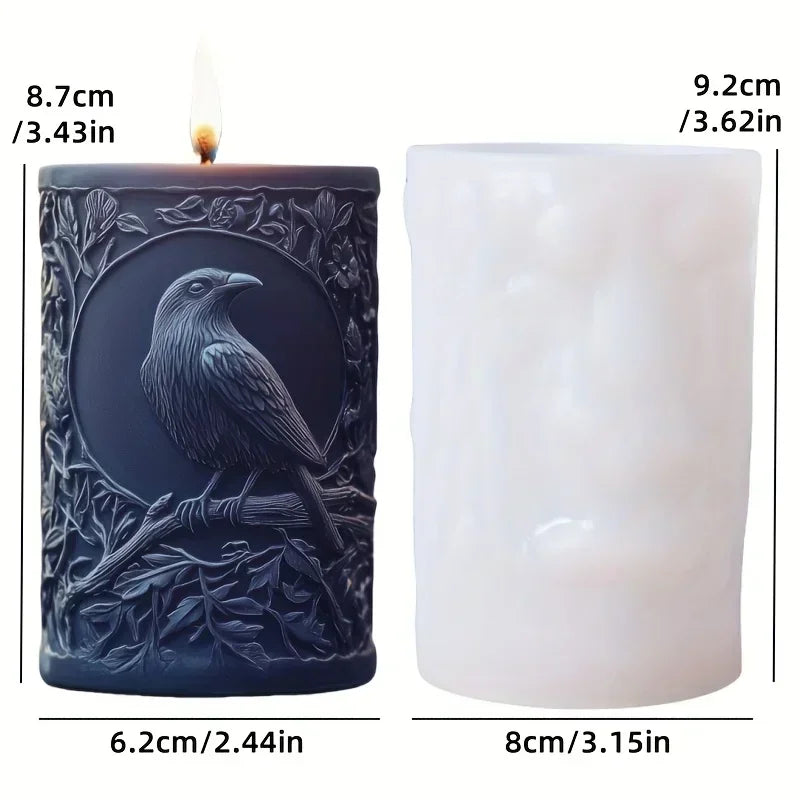 DIY elk relief cylindrical candle silicone mold sika deer flower relief resin mould Forest sika deer gypsum molds Christmas gift