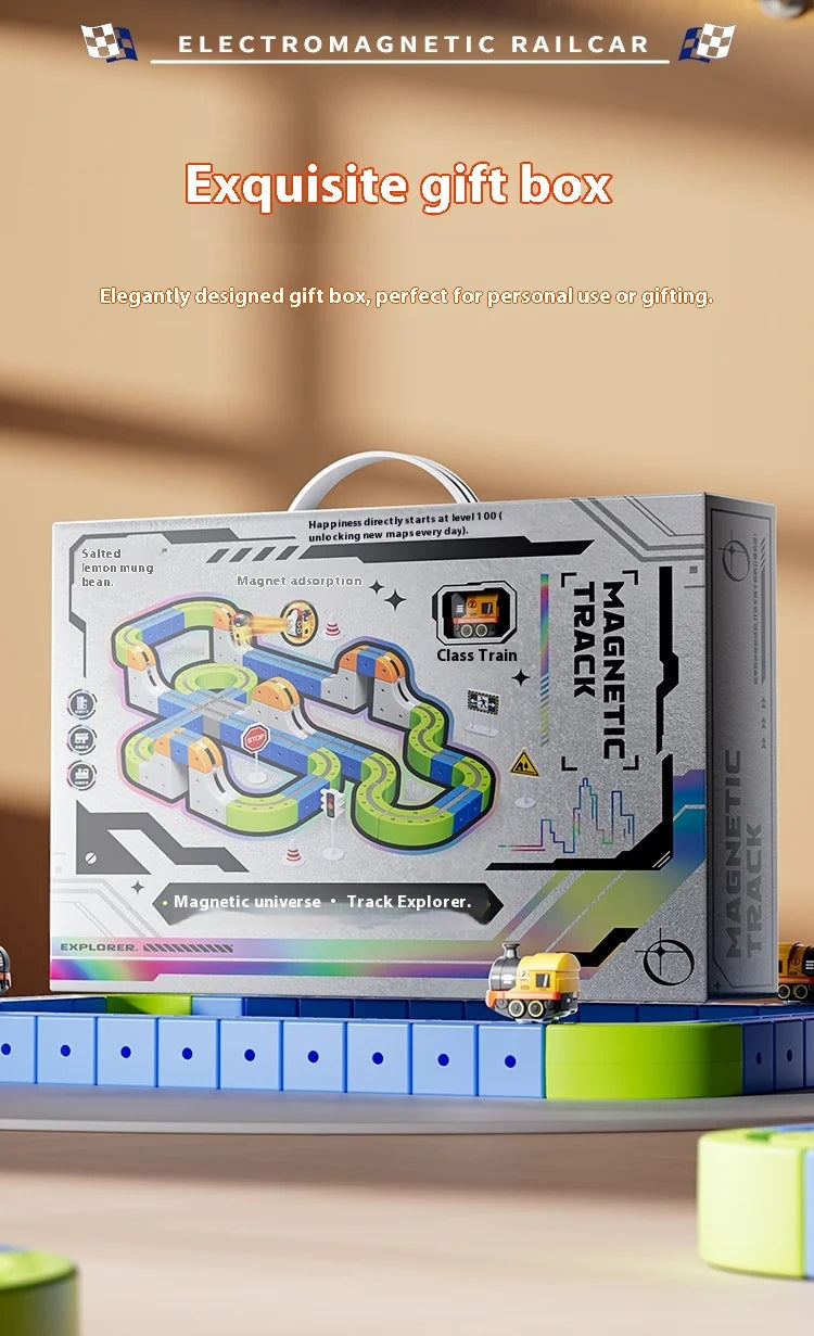 Magnetic Car STEM Racing Car Railtrack Set 2025 - Montessori Motorized Train & Gravity Maze Toy, Christmas Gift for Kids