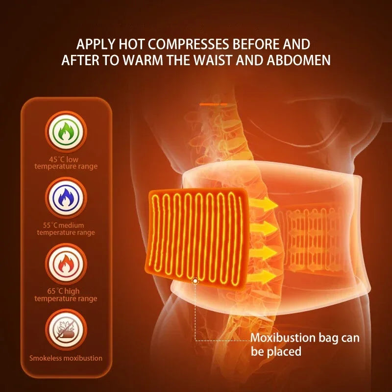 Electric Heating Waist Hot Compress Massager Vibration Lumbar Brace Belt Waist Back Massage Pain Relief Care Blood Circulation