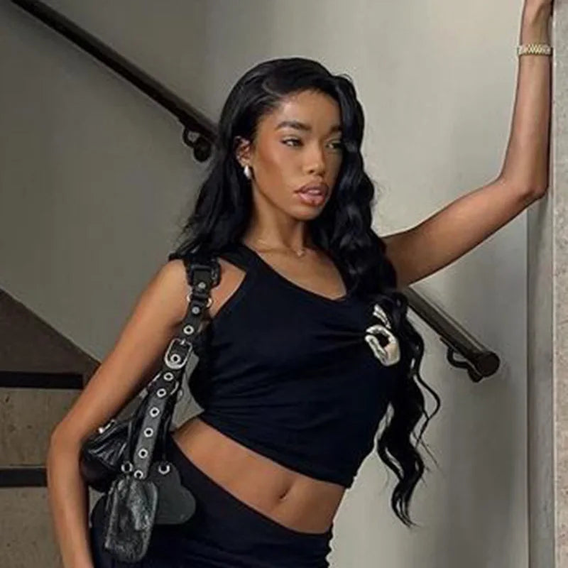 Sequined Tank Top Women Edgy Clothes Y2k Accessories Sleeveless Ropa De Mujer Solid Color Camison Verano Slim Fit Streetwear