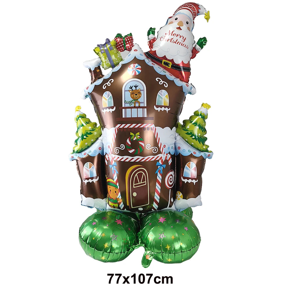 Large Standing Christmas Streetlights Balloon Puppy Snowman Santa Claus Foil Balloon for Kids Christmas Gift Home Decor Supplies
