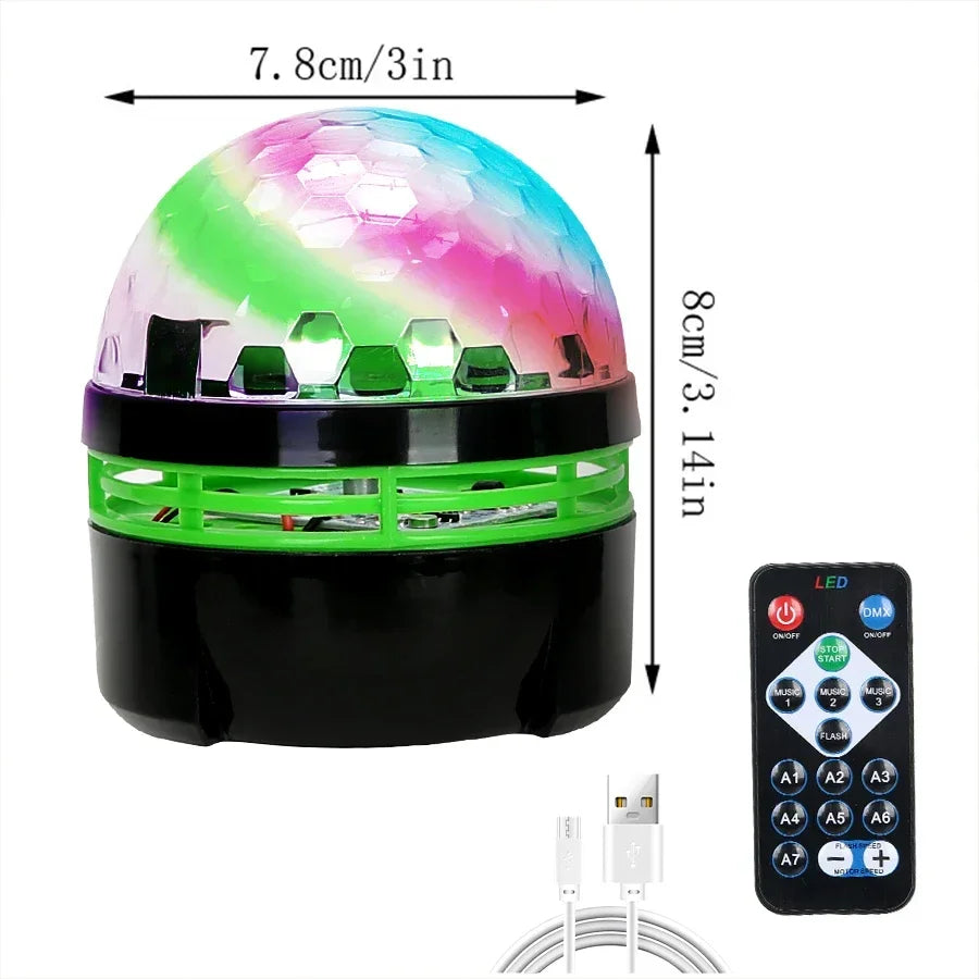 LED Stage Disco Light Rotating DJ Ball Strobe Remote Sound Control Magic Dance Car RGB Christmas Gift Party Club Laser Show Lamp