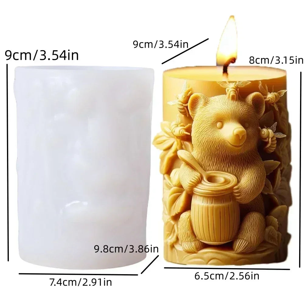 DIY elk relief cylindrical candle silicone mold sika deer flower relief resin mould Forest sika deer gypsum molds Christmas gift