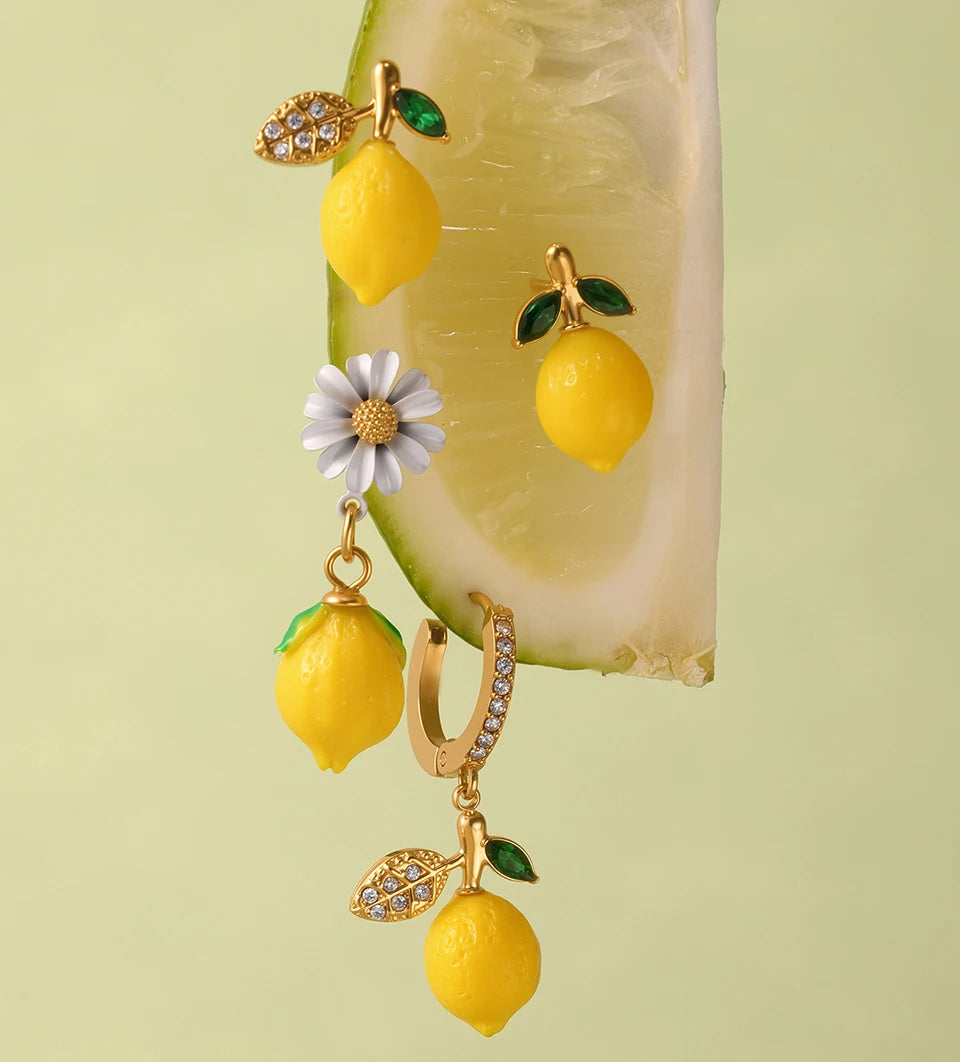 Shell Beads Bracelet With Multi Lemon Charms For Women Handmade Beaded Bracelets Matching Earrings Necklace Cute Jewelry Sets
