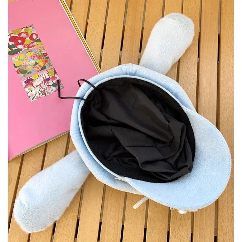 Original Niche Cute Rabbit Ears Plush Berets Cap Y2k Autumn and Winter Travel Personality Versatile Sweet Octagonal Hats Women