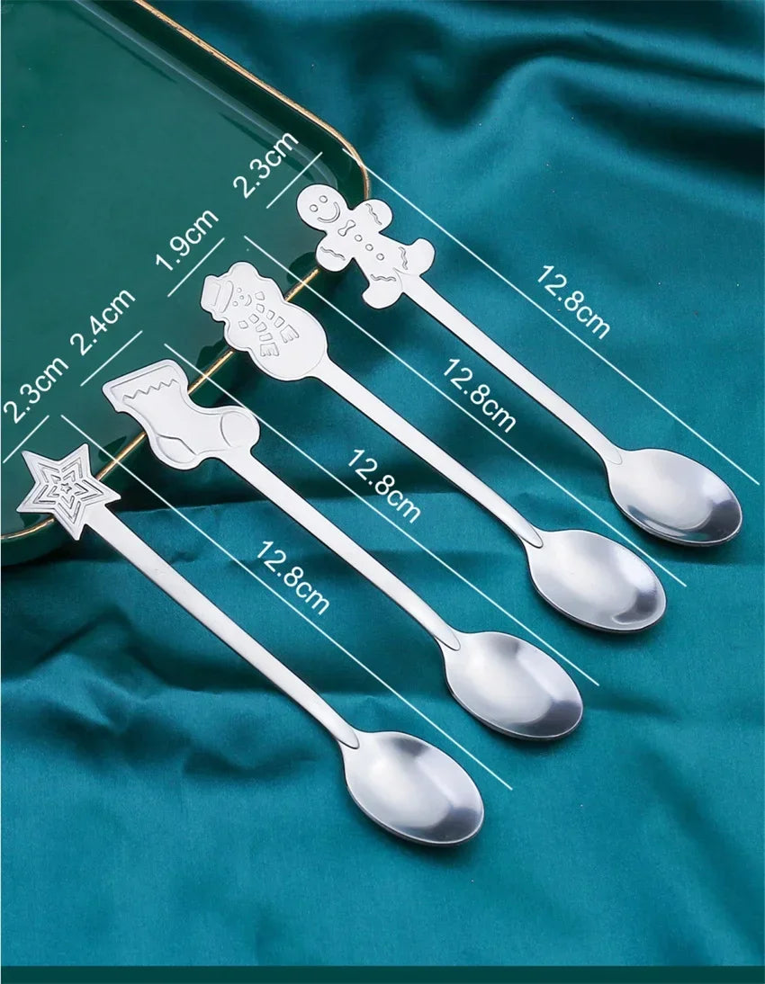 Christmas Gift Elk Christmas Tree Dessert Spoon Cutlery Spoon Set Fruit Coffee Spoon Cutlery Wed Christmas Gift