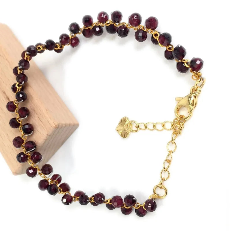 Gold Color 4MM Natural Stone Tourmaline Crystal Quartz Bracelet on Hand for Women Jewelry Party /Wedding Luxury Gift Handwork