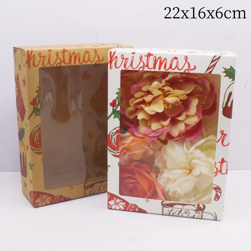10pcs in various sizes, white, kraft paper color, printed Christmas gift box